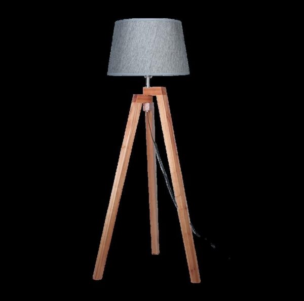LAMPARA PIE 1.60 PLEGABLE MADERA PANTALLA ARPILLERA 40X45X30 CM "SUECIA"
