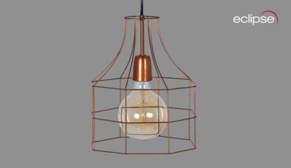 COLGANTE ALAMBRE OCTOGONAL 25CM DIAM E27 COBRE