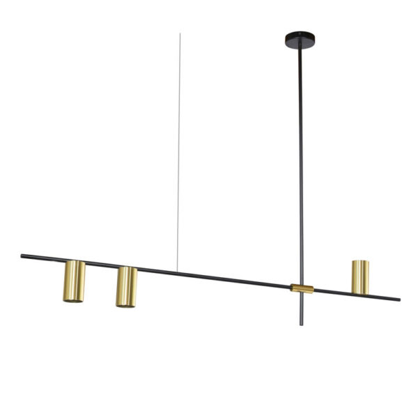 COLGANTE LINEA METAL 3 E27 NEG-DOR 550X1230