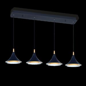 COLGANTE 4-L 7W CHAPA BCO/NEG INTERIOR DORADO