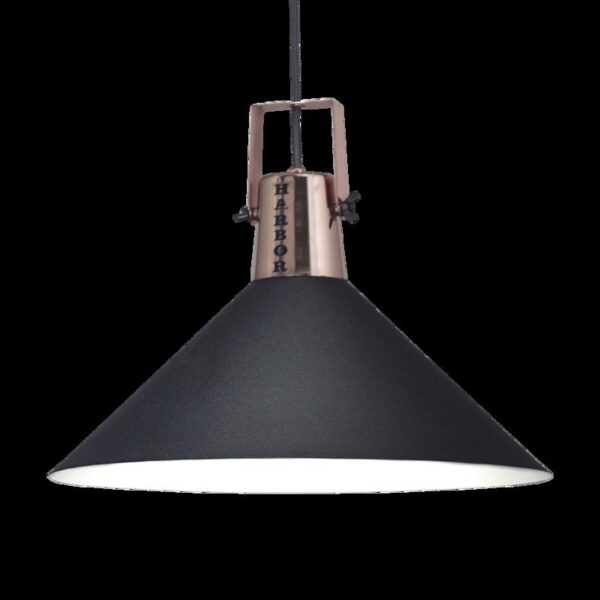 PANTALLA HARBOR E27 PANATALLA PINTADA DIAM 34CM  CULOTE COBRE BRILLO