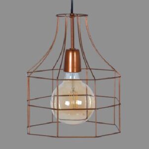 COLGANTE ALAMBRE OCTOGONAL 25CM DIAM E27 COBRE