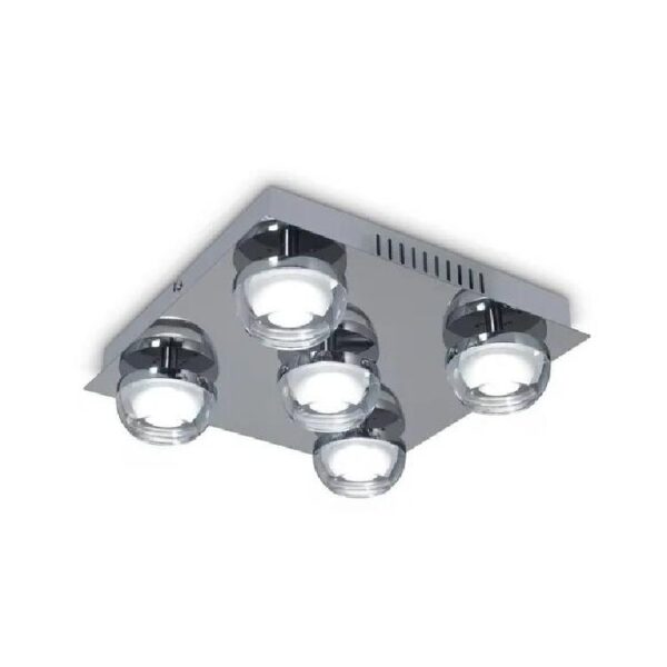 PLAFON CUADRADO CROMO C/TULIPAS DE ACRI LED 5-L LED 5W "ACRI P"