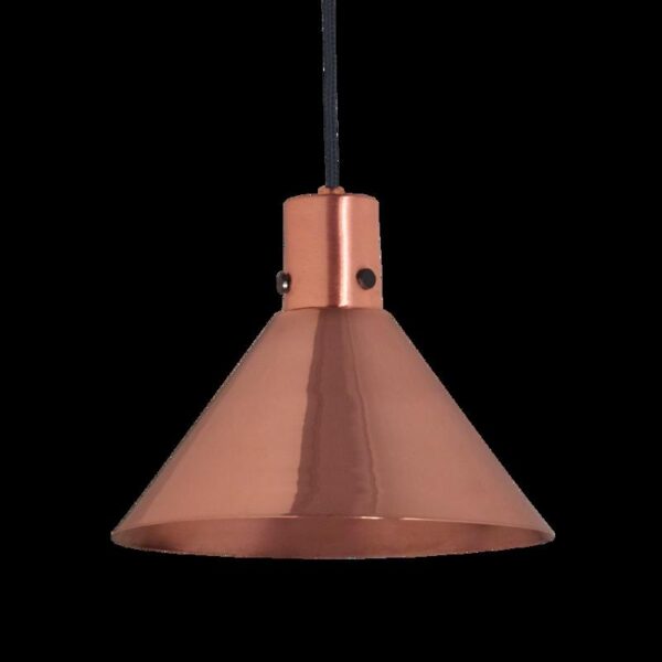 PANTALLA MUELLE E27 PANATALLA COBRE DIAM 20CM  CULOTE COBRE BRILLO