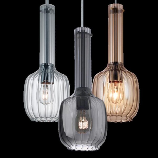 COLGANTE 4-L VIDRIO AMBAR ACANALADO P/E27